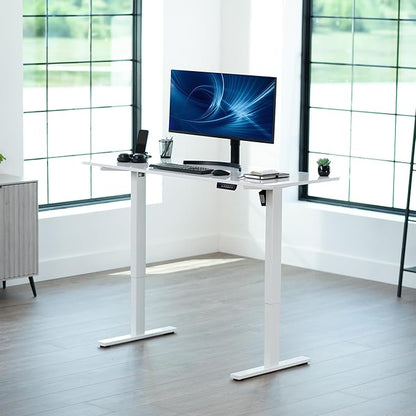 VIVO Electric Dry Erase 60 x 24 in Standing Desk, Memory Height Adjustment, 1B Series, Whiteboard Top White Frame, DESK-KIT-1W6WE