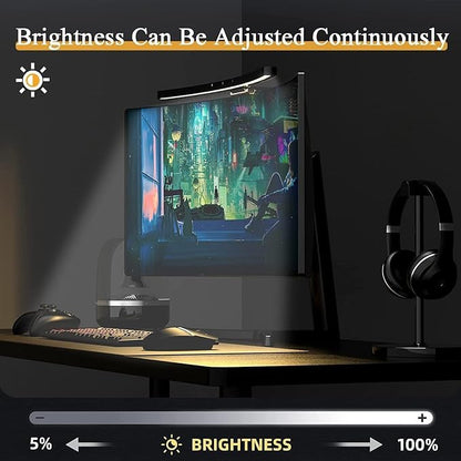 Universal Curved Monitor Light - Adjustable Clip for 27"-49" Screens, USB-C Powered, Works with PC/TV/PS5, 10 Brightness Levels