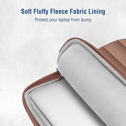 MOSISO 15-15.6 inch Laptop Case, 16 inch Puffy Laptop Sleeve Compatible with MacBook Pro 16, HP Dell ASUS Acer Toshiba Lenovo Notebook Computer, Polyester Horizontal Bag with Small Case, Mocha