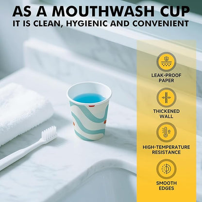 RACETOP [300 Pack] Paper Cups 3 oz, Bathroom Cups 3 oz, Disposable Bathroom Paper Cups, Small Mouthwash Cups, Ideal for Party, Travel