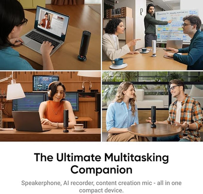Insta360 WaveLink Bundle - AI Speakerphone, Bluetooth, Voice Recorder, 8 Noise-Canceling Mics w/Beamforming, AI Transcript & Summary, Support 99 Languages, 32GB Storage, Meetings, Podcasts