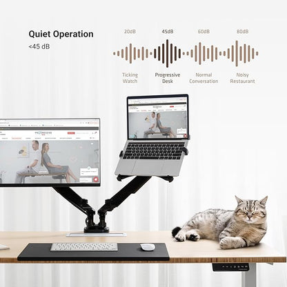 Progressive Desk Stand Up Height Adjustable Electric Standing Desk - 55" x 28" with Dual Motor, 3 Stages Sit Stand Table for Home Office - Gray Oak, White Frame