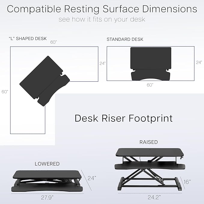 VIVO 28 inch Desk Converter, K Series, Height Adjustable Sit to Stand Riser, Dual Monitor and Laptop Workstation with Keyboard Tray, Black, DESK-V028KB