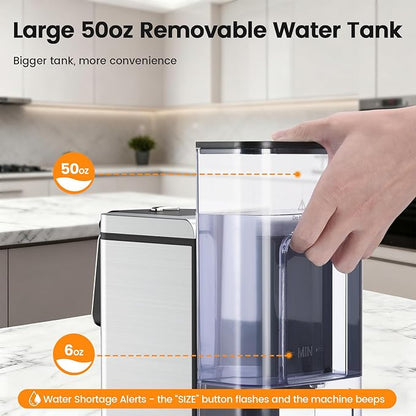 Single Serve Coffee Maker for K-Cup Pod and Grounds, Hot and Iced Coffee Maker, Strong Button Feature, 6 to 14oz Brew Sizes, 50oz Removable Reservoir, Up to 6.5 Inch Cup, Stainless Steel, Black