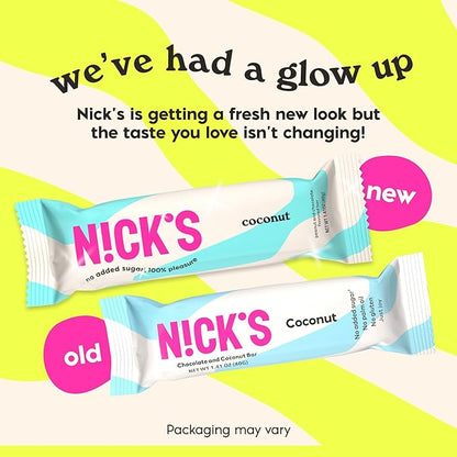 NICKS Keto Chocolate Bars Variety Pack, No Added Sugar, Coconut, Gluten Free Sweets Low carb Candy Snack Bar (Multipack 15x40g) (Coconut)