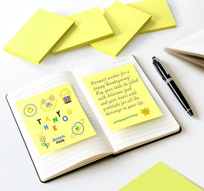 4 x 6in Yellow Sticky Notes Large,400pcs Recyclable Sticky Notes,8 Pack Notes Pads Memo Pads,Strong Self-Adhesive Notes, Bulk Large Pads Easy to Post Notes for Home School Office Desk Accessories