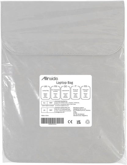 Allinside 13-13.3 inch Laptop Sleeve Case for MacBook Pro 14 2021-2024/MacBook Air 13 2010-2017/MacBook Pro 13 2010-2015, Waterproof PU Leather Laptop Sleeve Bag Protective Vertical Case Cover, Gray