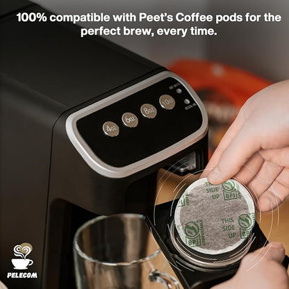 PeleCafe Coffee Machine – Compatible with Peet's Coffee Pods – Fast Brewing Single-Serve Coffee Maker with Rich Flavor Extraction, Crema Layer, Space-Saving Sleek Design, Barista-Quality Taste