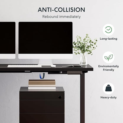 SANODESK Electric Corner L-Shaped 63 x 55 in Standing Desk, Memory Height Adjustment, Black Top Black Frame