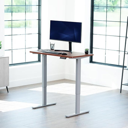 VIVO Electric 43 x 24 in Standing Desk, Memory Height Adjustment, 1B Series, One-Piece Dark Walnut Top, Gray Frame, DESK-KIT-1G4D