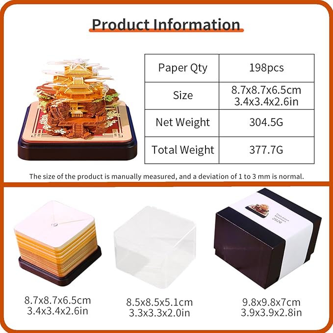 3D Calendar 2026 Time Piece Calendar 3D Memo Pad Tear Away Carving Art Notepad Paper Sculpture Artwork for Sticky Note Record DIY Christmas Gift Office Desktop Decoration-Laojun Mountain