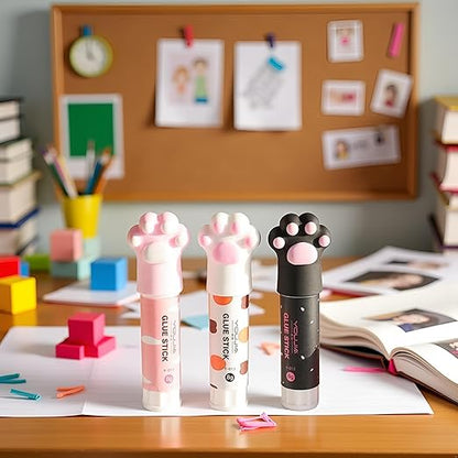 3Pcs Random Color Cat Claw Cute Glue Stick Kawaii Stationery Binding Tool School Office Supplies One Piece Art Glues and Pastes