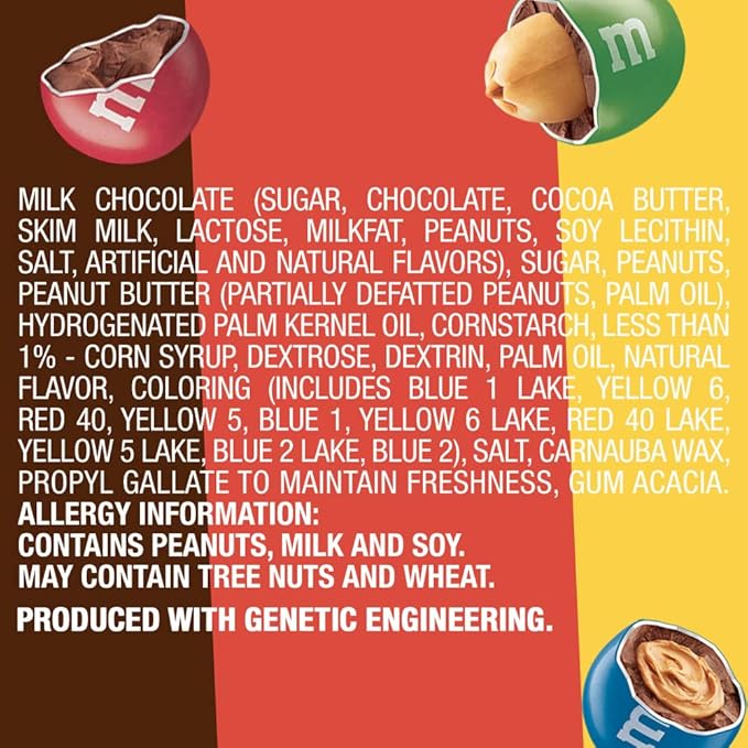 M&M'S Milk Chocolate Candy, Variety Pack, Milk Chocolate, Peanut, and Peanut Butter Full Size 2.5 oz Bag, Pack of 18 Bulk Candy