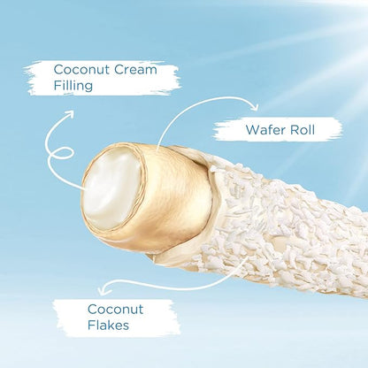 Snack Break Coconut Rolled Wafers, Individually Wrapped, Wafer Rolls with Creamy Coconut Filling, Snacks for Kids & Adults, 24 Individual Packs, Pack of 12