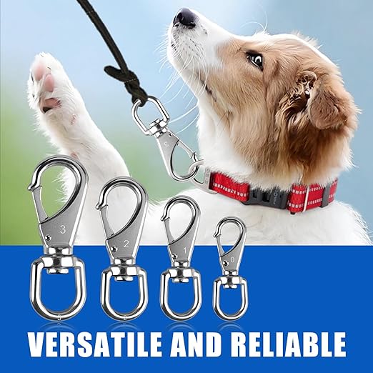 KINLINK 304 Stainless Steel Swivel Snap Hooks, 8 Pack 4 Inch Flag Pole Clips, Heavy Duty Large Spring Snap Hooks for Boat Anchor Ropes and Cables