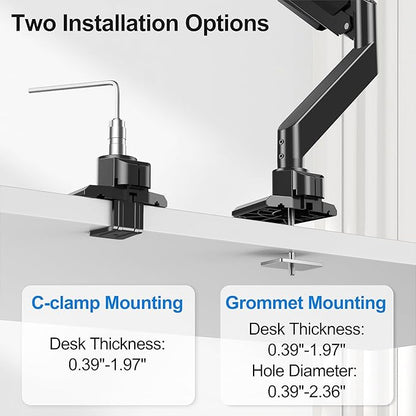 Heavy Duty Monitor Mount for Max 49 inch Ultrawide Screens, Hold 2.2 to 44 lbs, Premium Single Monitor Arm for Samsung Odyssey G9 and More, Adjustable Gas Spring Desk Stand, VESA Mount