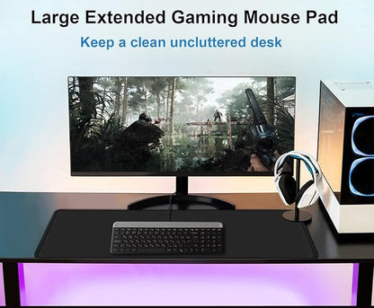 Extra Large Mouse Pad 31.5 x 11.8 in, Gaming Mousepad with Stitched Edges, Premium Microfiber Cloth Surface, Waterproof Non-Slip Base Keyboard Desk Mat for Home Office Gaming, Black