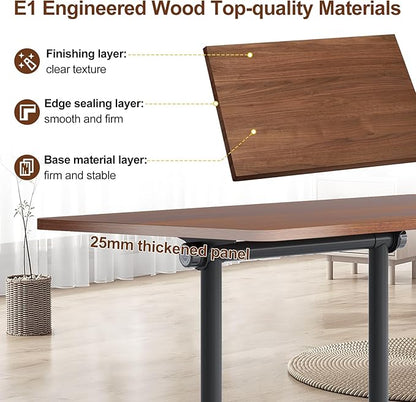 Conference Room Table with Flip-Top Design for Dynamic Meetings, Business Table Computer Desk with Heavy-Duty Frame,Foldable Seminar Meeting Tables for Home Office (6, D, 47.2IN)