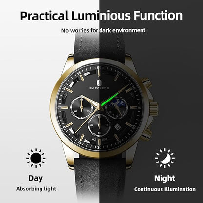 BY BENYAR Mens Watches Analog Quartz Chronograph Waterproof Wrist Watches for Men Fashion Business Work Casual Sport Designer Dress Watch with Calendar Elegant Gifts for Men