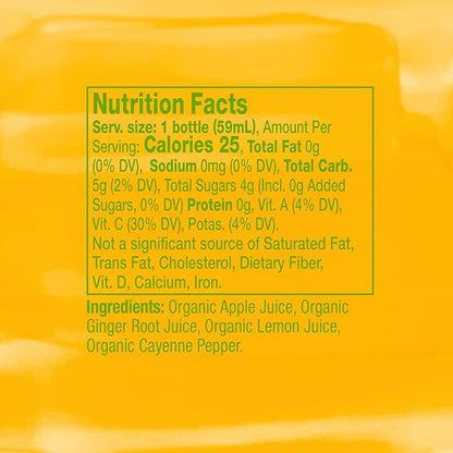 Vive Organic Immune Support Ginger Shot, Cold-Pressed Ginger Root & Organic Juice, Gluten Free, Vegan, Immunity Booster 2 Fl Oz (Pack of 12)