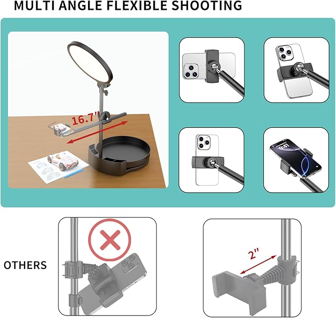 Bright Zoom Lighting for Computer, Adjustable Desk Lighting for Video Callst,55W Dimmable Full Screen Ring Light,with Rotating Storage Box,Pen Holder Stand,Phone Holder and Controller (Black, 10.5)