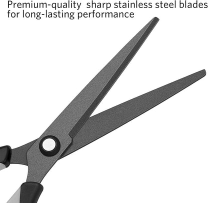 7” Titanium Student Scissors, Stainless Steel Professional Multi-Purpose Scissors with Titanium Coated Blades, Soft Grip Handle, Grey Black, 6 Pieces Set