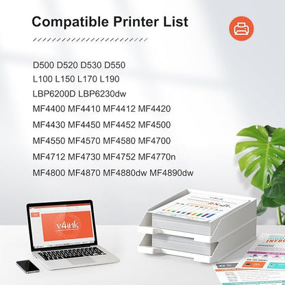 v4ink Compatible Toner Cartridge Replacement for Canon 128 CRG128 Toner Cartridge for Canon ImageCLASS D530 D550 LBP6230DW MF4770N MF4890DW MF4880DW Faxphone L100 L190 Laser Printer(Black,4-Pack)