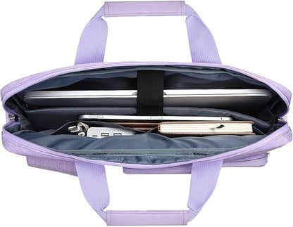 MOSISO Laptop Shoulder Bag 15.6 inch, 15-15.6 inch Computer Bag Compatible with MacBook Pro 16 inch, HP, Dell, Lenovo, Notebook with 2 Raised&1 Flapover&1 Horizontal Pocket&Handle&Belt, Purple