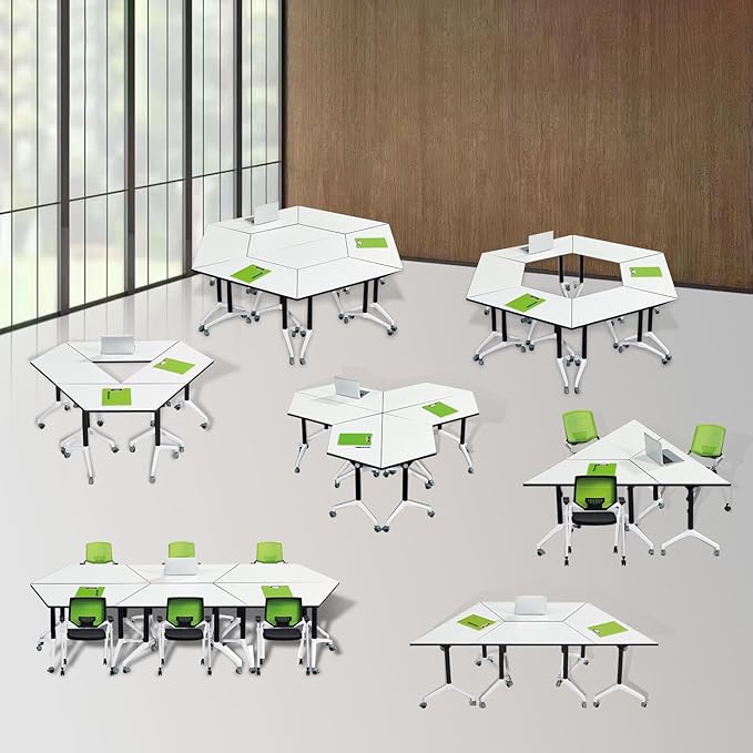 Conference Table,Folding Conference Room Tables with Flip-Top Design,Rolling Seminar Meeting Table with Caster,Mobile Training Tables,Large Seminar Tables for Office,Conference Training Room (6)