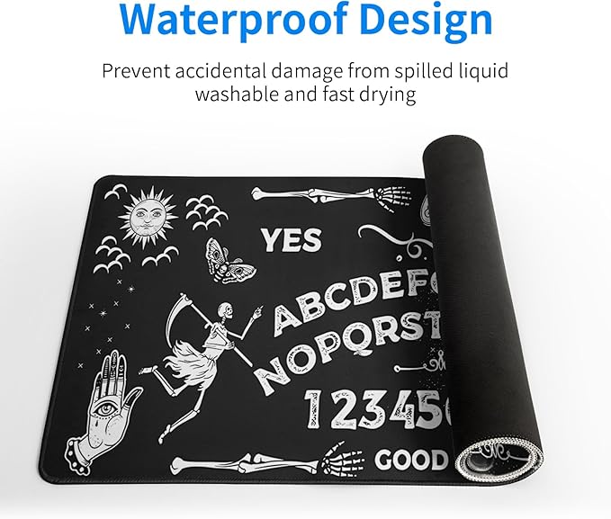 Mysterious Spirit Goth Gaming Mouse Pad 27.6x11.8 Inch Large Desk Mat Black Extended Pads Big Mousepad Non-Slip Rubber Base Keyboard Mat with Stitched Edges for Gaming Laptop Computer PC Desktop
