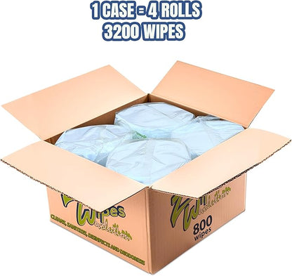 Zoom Evolution Multi-Purpose Antibacterial Wipes, 3,200 Count – 4 Rolls of 800 Wipes Each, Disinfecting Cleaning & Sanitizing Solution for Home, Kitchen, Gym, Car & Office, Quick-Dry, EPA-Registered