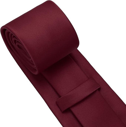PenSee Men's Tie Set Solid Pure Color 3.15" (8CM) Classic Formal Plain Necktie and Pocket Square Set For Men