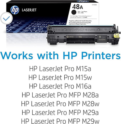 HP 48A Black Toner Cartridge | Works with HP LaserJet Pro M15, M16 Series, HP LaserJet Pro MFP M28, M29 Series | CF248A