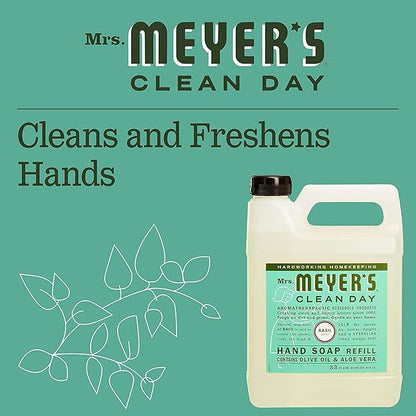 Mrs. MEYER'S CLEAN DAY Basil Hand Soap and Refill Variety Pack, 12.5 oz & 33 oz. (Pack of 2)