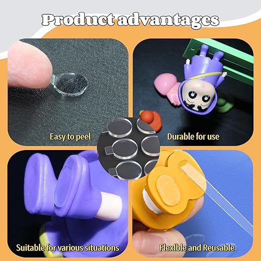 COMELY Clear Double Sided Sticky Dots: 300 Pcs 0.4" Glue Removable Adhesive Nano Circle Stickers - No Trace Strong Stick Tack for Museum - Office Balloon Wall Hanging Poster Crafts