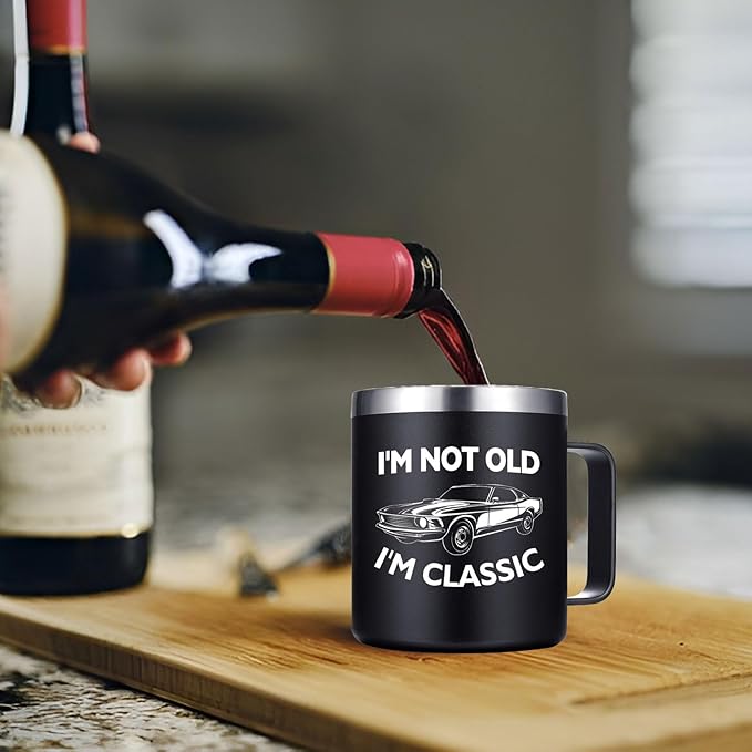 Birthday Gifts for Men - I'm Not Old I'm Classic Coffee Mug - Christmas Birthday Gifts for Men, Dad, Grandpa, Him, Husband (14oz, Black)