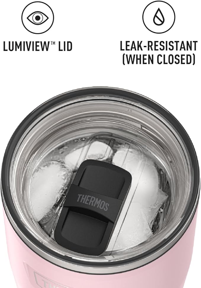 THERMOS ICON SERIES, Stainless Steel Cold Tumbler with Slide Lock, 24 Ounce, Sunset Pink