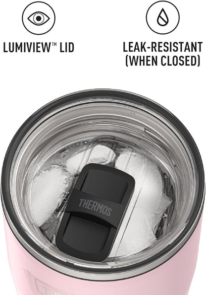 THERMOS ICON SERIES, Stainless Steel Cold Tumbler with Slide Lock, 24 Ounce, Sunset Pink