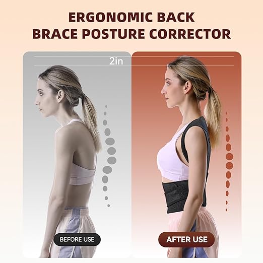 Posture Corrector Back Brace for Men and Women, Adjustable Full Back Support for Posture Improvement & Pain Relief, Shoulder Straightener for Spine Alignment & Posture Correction, Size S(24-30.3 in)