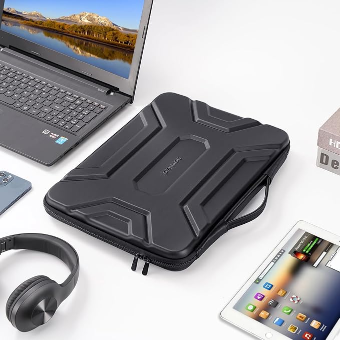 DOMISO 14 inch Laptop Sleeve with Handle Shockproof Computer Bag Waterproof EVA Protective Carrying Case for 14" HP Dell Asus Lenovo Laptop, Black