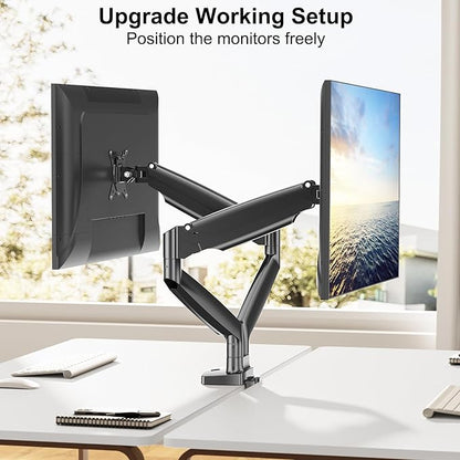 MOUNT PRO Dual Monitor Desk Mount fits 22” to 39” Ultrawide Computer Screen, Holds up to 30.9lbs Each, Fully Adjustable Long Monitor Arm for Two Monitors, Gas Spring Monitor Stand, 100x100 VESA Mount