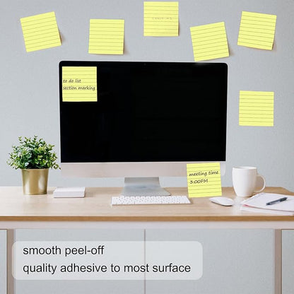 48 Pack 3840 Sheets Lined Sticky Notes 3X3 in Ruled Self Sticky Note Pads 80 Sheets/pad Colorful Sticky Notes with Lines Post Notes for Office, Home, School, Meeting