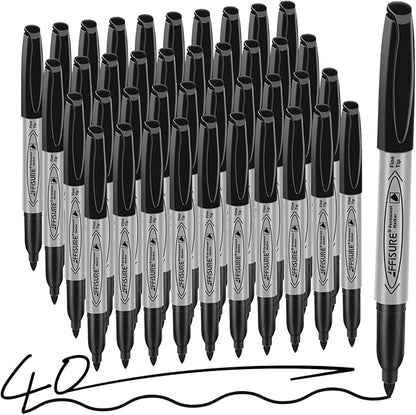 Permanent markers, 40 packs permanent markers bulk, quick drying in one second, smooth, not easy to erase, durable, can be marked on glass, tiles and cloth, office supplies,Gray shell