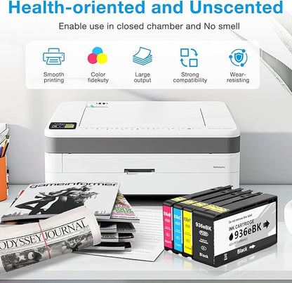 936XL 936e Ink Cartridges Combo Pack Replacement for HP 936e Ink 936XL Black and 936 Color Combo Pack for HP OfficeJet Pro 9120e 9125e 9122e 9128e 9130e 9135e 9110b 9130b 9730e (4 Pack with Chip)