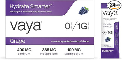 Vaya - Sugar Free Electrolyte Powder Packets – Give Your Body Instant Hydration - with Fasting Electrolytes (30 Pack, Grape)