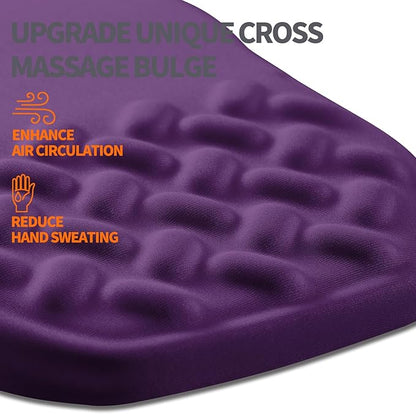 Ergonomic Slope Mouse Pad Wrist Support, Wrist Rest Mousepad for Carpal Tunnel Pain Relief with Massage Bulge and Slow Rebound Memory Foam (12x8 inch, Deep Purple)
