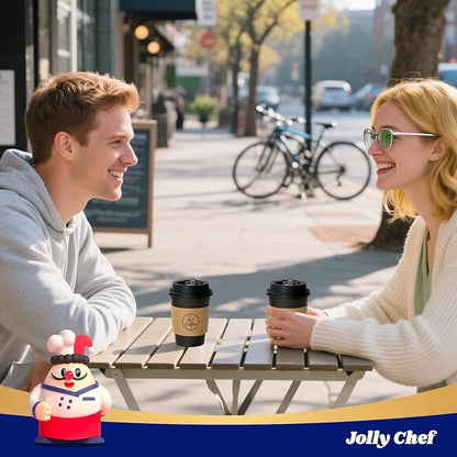 JOLLY CHEF 100 Pack 12 oz Coffee Cups with Lids, Sleeves and Stirrers, Disposable Black Hot Paper Coffee Cups for all Kinds of Beverages