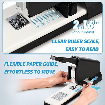 Heavy Duty Stapler 210 Sheets Large Capacity Office Staplers for Desk with 4000 Staples, Black Labor Saving Stapler with Adjustable Stapling, Jam Free for Office, Classroom Paper Binding