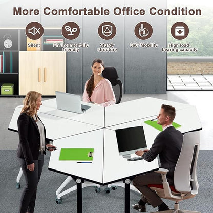 Conference Room Table, Folding Conference Table with Flip-Top Design, Mobile Seminars Dynamic Meetings Training Tables for Offices, Classrooms, and Meeting Room (6, 1915-T, 61)