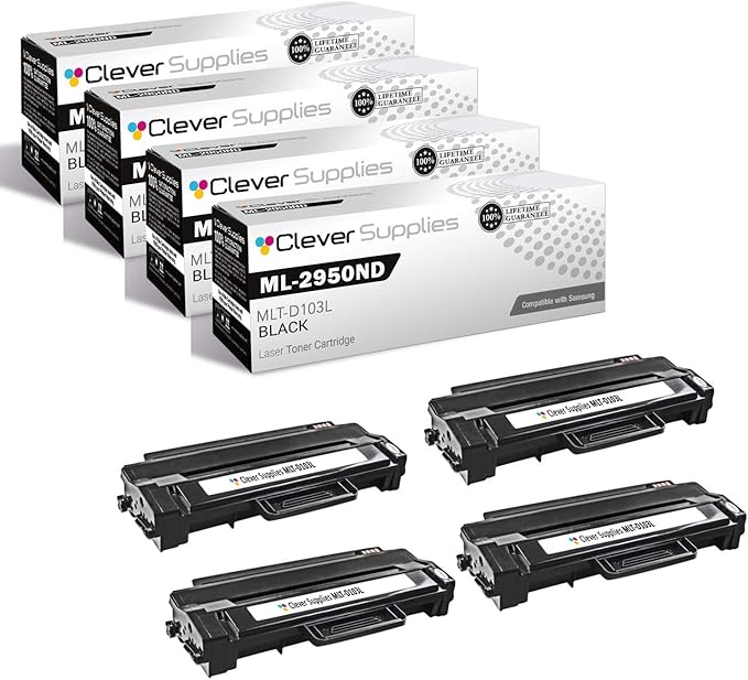CS Replacement Toner Cartridge Compatible with Samsung ML-2950ND MLT-D103L Black ML Printers ML-2950ND ML-2955DW ML-2955ND SCX Printers SCX-4729FD SCX-4729FW Toner Cartridge 4 Pack